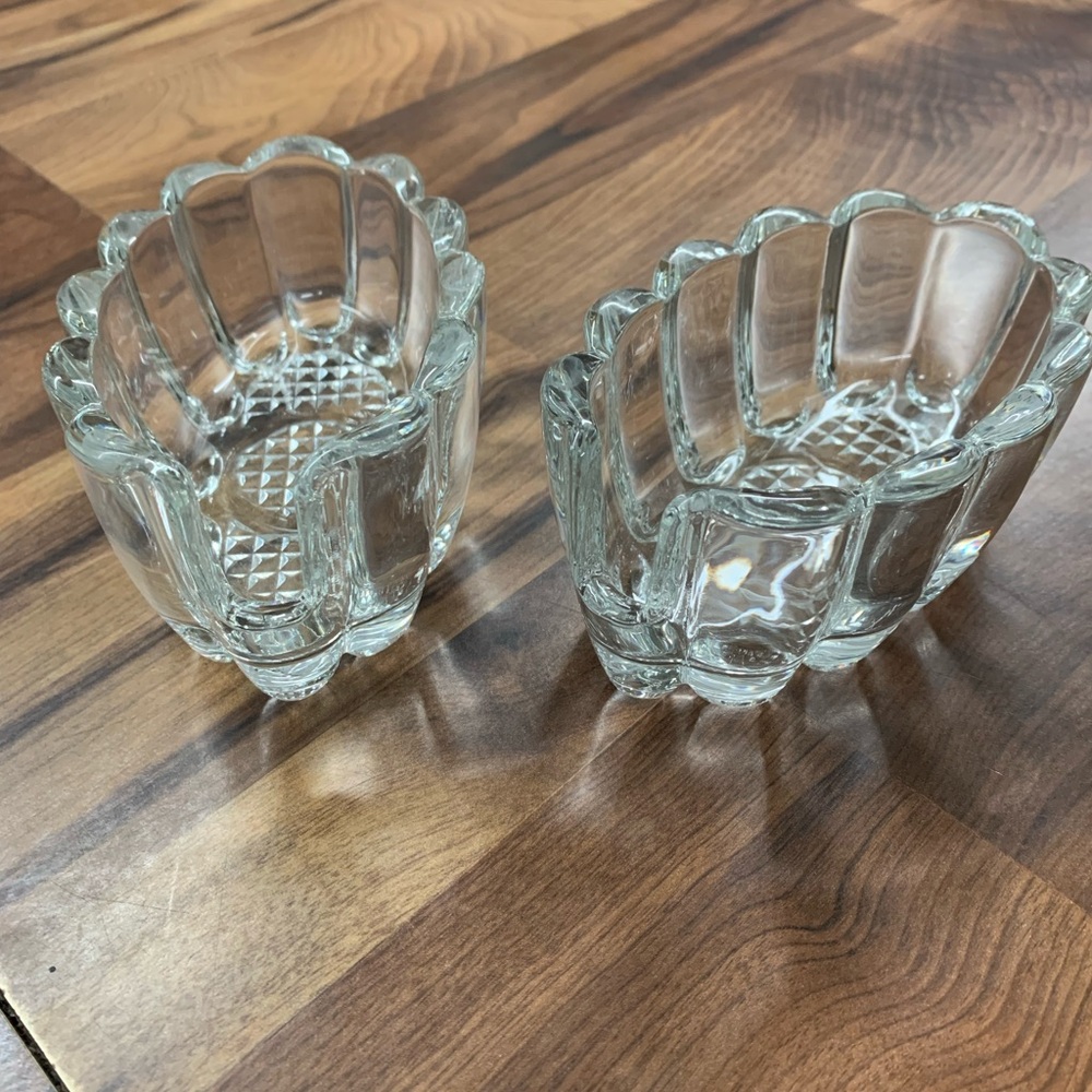Vintage Princess House Clear Glass Silverware Flatware Buffet Caddies Set Of 2